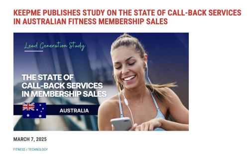Aus Leisure: Keepme publishes study on the state of call-back services in Australian fitness membership sales